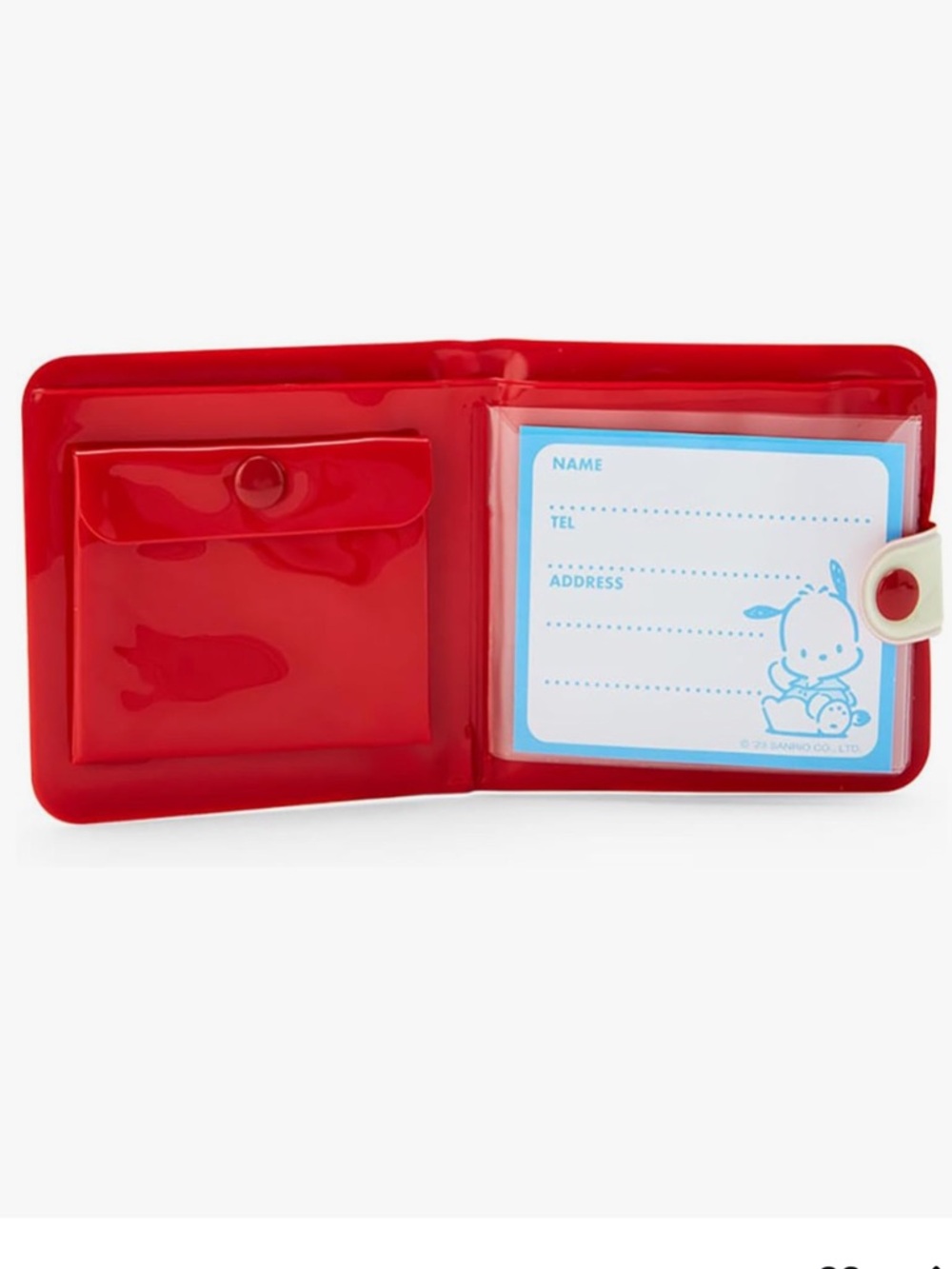 Sanrio Pochacco Red Vinyl Card Holder with Cream Snap - Picture 3 of 6